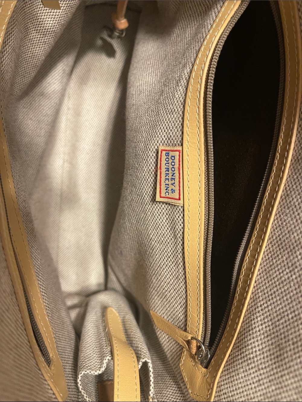 Brown MonogramVintage  Dooney & Bourke cabriolet Tote with Tan Leather Trim - Picture 4 of 4